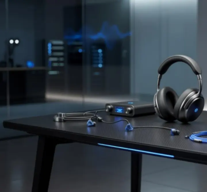 Nowoczesna prezentacja premium słuchawek, głośników i akcesoriów audio