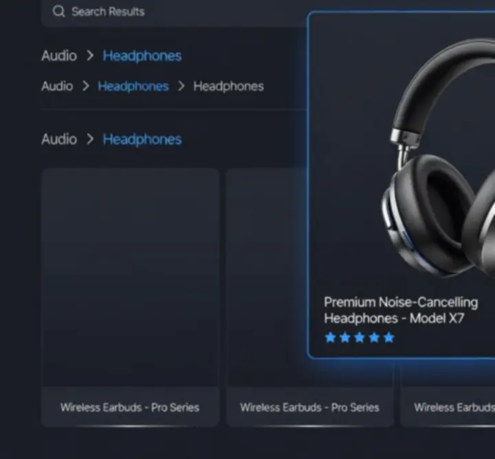 Szybki podgląd zdjęcia słuchawek w wynikach wyszukiwania