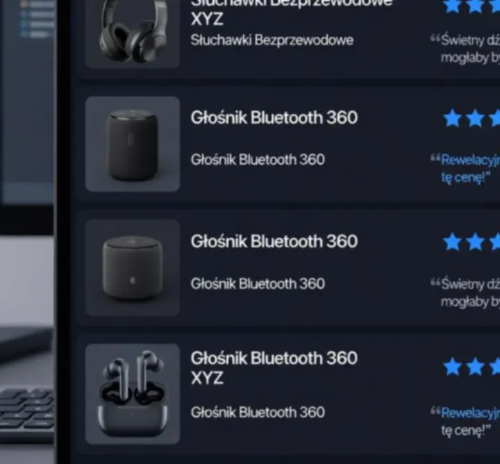 Ilustracja przedstawiająca wykres ocen produktów audio