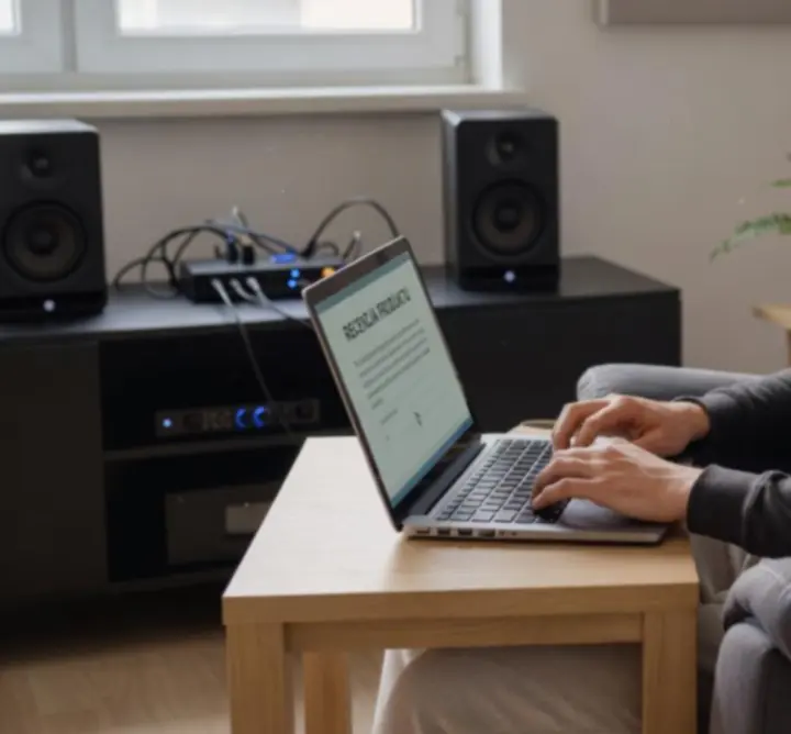 Klient FALCON MAIN LIMITED testujący słuchawki